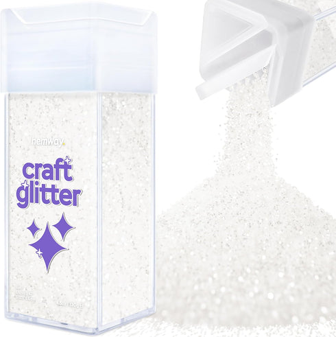 Hemway Premium Craft Glitter Shaker - White Iridescent | 130g Chunky Metallic Flake Sequins for Resin & Epoxy Crafts | Craft Supplies for Tumblers...
