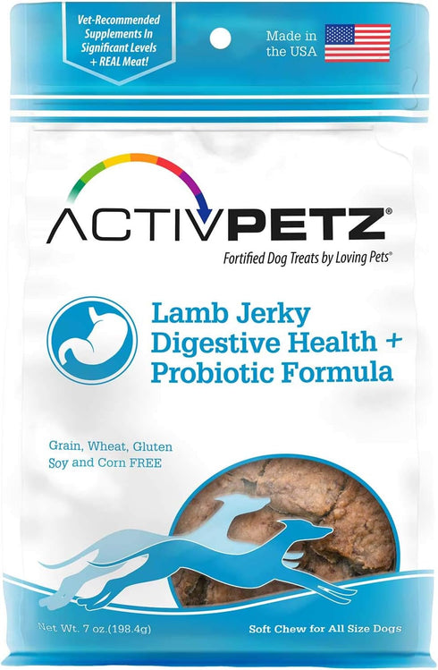 Loving Pets Activpetz Lamb Jerky Digestive Health + Probiotic Formula Dog Treat, 7 Oz...