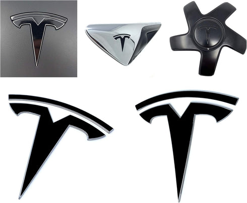 Logo Decal Overlay Stickers for Tesla Model 3 (2017 to 2023), Standard Wrap, 11-pc Set (Gloss Black)...