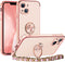 Miss Arts for iPhone 13 Case, Ring Holder Stand Luxury Bling Electroplated Phone Case with Strap, Cute Soft TPU for iPhone 13 Cover for Women Girl...