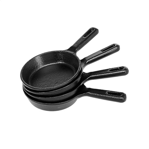 AmazonCommercial Pre Seasoned 3.5-Inch Cast Iron Skillet, Set of 4, Black...