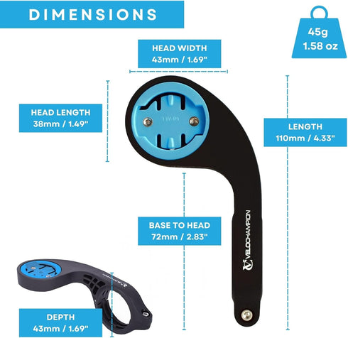 VeloChampion Out Front Bike Handlebar Mount Compatible with Wahoo Computer Bolt, Bolt v2, Elemnt, Roam or Elemnt Roam v2...