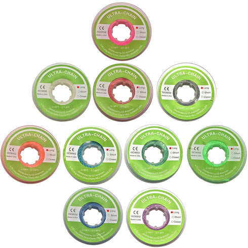 10 Pcs Dental Orthodontic Elastic Chain Power Chains for Brace,15ft/Roll (Long, Multi-colors)...