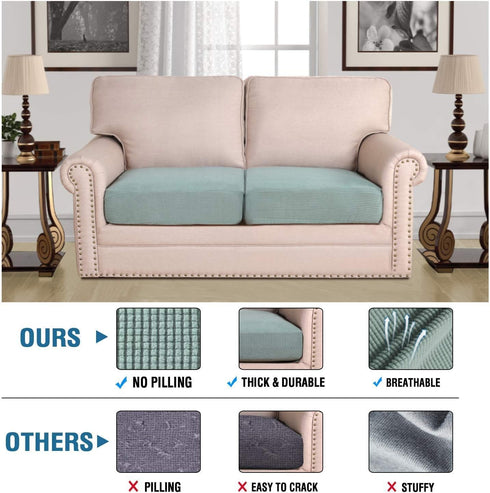 Super Stretch Individual Seat Cushion Covers Sofa Covers Couch Cushion Covers Slipcover Sets Thick Jacquard Textured Twill Fabric (2 Cushion Loves...