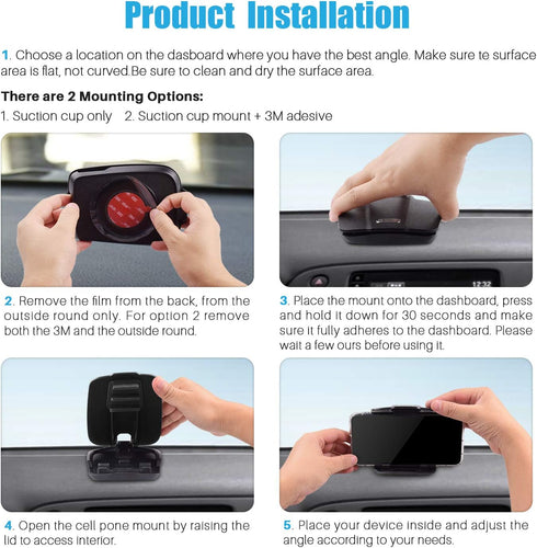 WixGear Car Phone Mount, Dashboard Cell Phone Holder, Dash Mount Cell Phone Holder for Smartphone, Mobile Phone Car Mat Pad for Samsung, Galaxy, N...