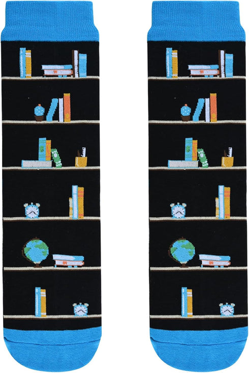 P Women's Funny Crazy Book Lovers Gifts Readers Nerd Reading Students Socks, Reading Gifts for Women Men Boy Girl, Medium...