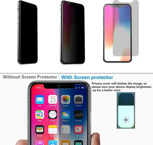 Privacy Screen Protector iPhone X?Entwth Case Friendly 3D Touch 9H Hardness Anti Spy/Scratch/Fingerprint Tempered Glass Film for iPhone X/10, Easy...