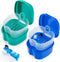 2 Pack Color Retainer Cleaner Case Denture Cups for Soaking Dentures, False Teeth Container Partial Denture Cleaning Case with Lid Travel - Lake G...