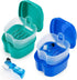 2 Pack Color Retainer Cleaner Case Denture Cups for Soaking Dentures, False Teeth Container Partial Denture Cleaning Case with Lid Travel - Lake G...