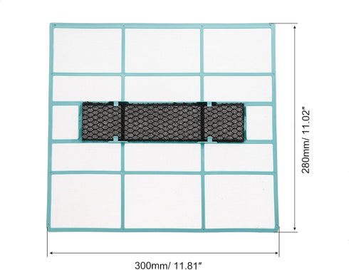 PATIKIL 11.81" x 11.02" Air Conditioner Air Filter, Plastic Air Filtering Screen Replacement with Air Filter Foam for HVAC, Blue Black...