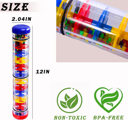 2 PCS Sensory Stick Rainmaker, Rainmaker Toy, Beaded Raindrops Rainmaker, Developmental Sensory Shaker, Musical Instrument for Babies,Toddlers and...