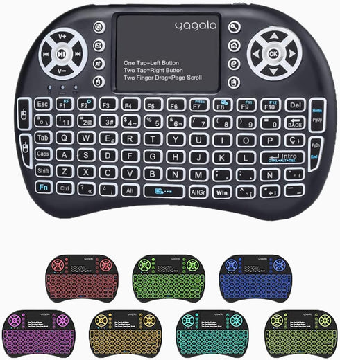 Backlit Mini Keyboard Touchpad Mouse, Portable 2.4Ghz Mini Wireless Keyboard with Touchpad Work for iPad, PC, Android TV Box, Smart TV, Tablet and...