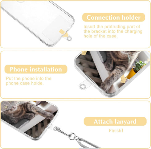 Giantree Cell Phone Lanyard, Universal Metal Chain Phone Holder with 2Pcs Back Patch Detachable Snake Chain Crossbody Shoulder Neck Strap Compatib...
