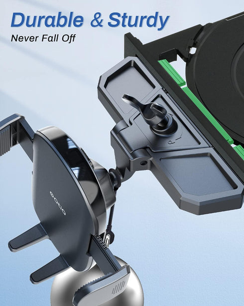 OQTIQ CD Phone Holder for Car - One Touch Release, 360° Viewing, Universally Compatible with iPhone & Android, CD Player Phone Mount & Air Vent Cl...