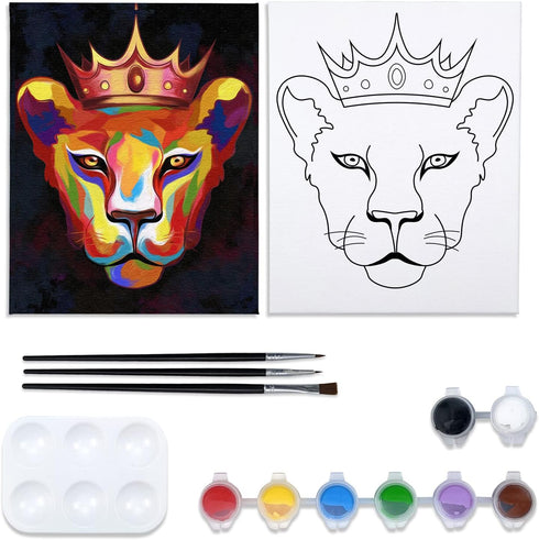 VOCHIC Canvas Painting Kit Pre Drawn Canvas for Painting for Adults Party Kits Paint and Sip Party Supplies 8x10 Canvas to Paint 8 Acrylic Colors,...
