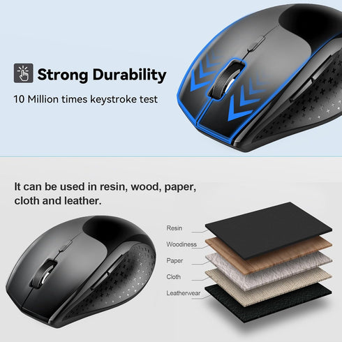 TECKNET Bluetooth Mouse, 4800 DPI Computer Mouse, 2-Year Battery Wireless Mouse 6 Adjustable DPI, 6 Buttons Compatible with Laptop/Windows/Compute...