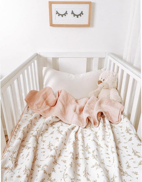 Konssy Muslin Baby Blankets for Girls, 100% Cotton Crib Blanket for Baby Infant Toddler, Super Soft and Lightweight Nursery Blankets 40"x36" (Pink...