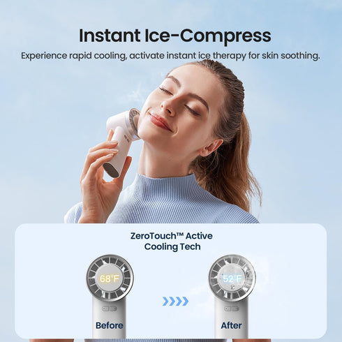 Portable Mini Handheld Fan with Active Cooling Technology, Small Hand Fan for Travel, Instant Ice-Compress Face Fan, Personal Lash Fan for Make Up...