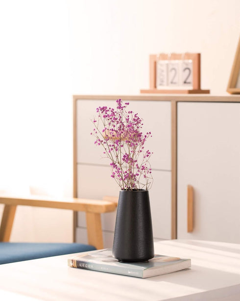 Matte Black Vase - Black Flower vase, 6" Small Simple Modern Ceramic Vases for Flower/Pampas Grass, Minimalist Farmhouse Boho Vase for Centerpiece...