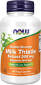 NOW Supplements, Silymarin Milk Thistle Extract 300 mg with Artichoke and Dandelion, Double Strength, Supports Liver Function*, 100 Veg Capsules...