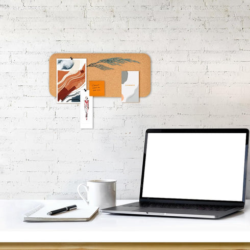 2 PCS 12.5"*5.5" Self-Adhesive Cork Board, 1/2"(12mm) Thick Cork Boards for Walls, 12.5"*5.5" Bulletin Board, Cork Board Tiles for Office, Home, S...