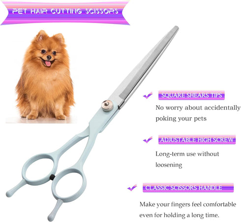 Grooming Scissors for Dogs at Home, Fcysy Professional Dog Grooming Kit Tijeras Para Cortar Pelo De Perros, Cat Grooming Scissors Curved Haircut S...