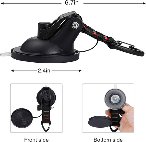 CONBOLA Suction Cups Hooks Heavy Duty Camper Accessories Car Camping Essentials Tie Down 2 Pieces Suction Cup with Securing Hook Strong Power for ...