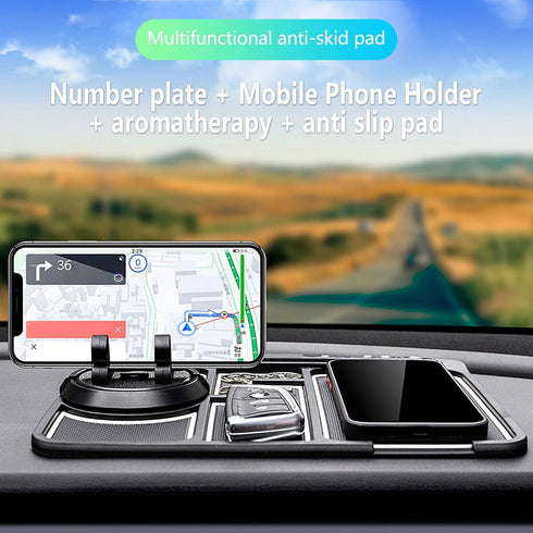 Non-slip Phone Pad for 4-in-1 Car, 2023 New Cool Glow in the Dark Car Dashboard Phone Mat with Temporary Car Parking Card Number Plate and Aromath...