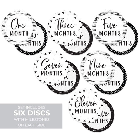 Baby Milestone Signs/Black and White Monthly Milestones/Geometric Infant Photo Prop...