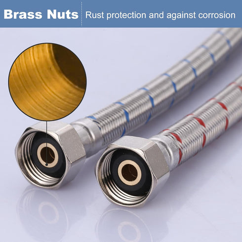 36 Inch Length Faucet Hose 1/2” to 1/2”, Braided Stainless Steel cUPC Supply Lines 1/2 Inch FIP x 1/2 Inch FIP Sink Hose Attachment for Faucet 1 P...
