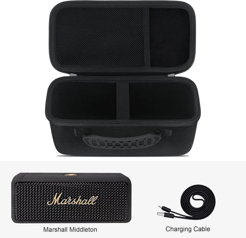 Carrying Case for Marshall Middleton Portable Bluetooth Speaker, Wireless Speaker Travel Protective Bag Storage Cover, Extra Mesh Pocket Fits Char...