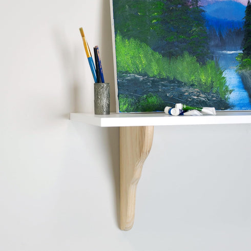 WADDELL Pine Corbel (5"Height x 3"Depth x 3/4"Thick) | Includes Pre-Installed Keyhole Plate & Wall Screw | Decorative Corbels for Countertops & Sh...