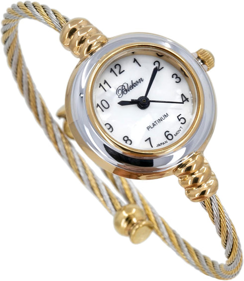 Blekon Collections Women's Cuff Watch - Round Analog Display Arabic Numbers 23mm Case Wire Bracelet Watch for Women Elegant Cable Cuff Bangle Wris...