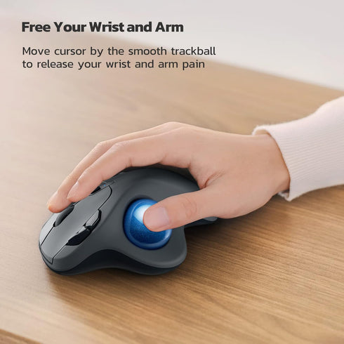 Nulea Wireless Trackball Mouse, Rechargeable Ergonomic, Easy Thumb Control, Precise & Smooth Tracking, 3 Device Connection (Bluetooth or USB), Com...