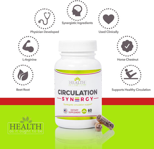 Health As It Ought To Be Circulation Syn3rgy Supplement | Physician Formulated Capsules with Beet Root, L-Arginine, Horse Chestnut | 60 Capsules...