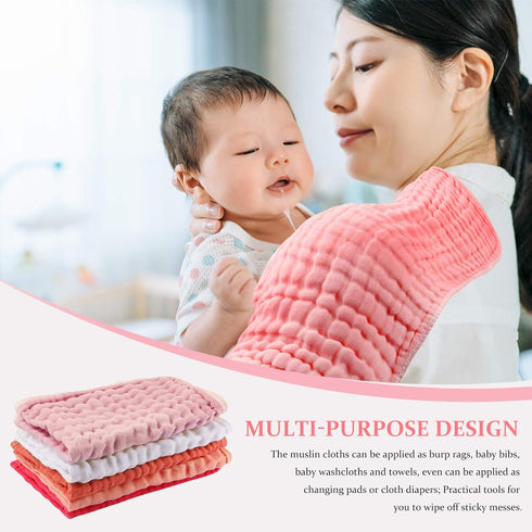 Hicarer 6 Count Muslin Burp Cloths Cotton Baby Burping Rags Large 20 x 10 Inch 6 Layers Spit up Rags Soft Absorbent Multicolor Wash Cloths Diapers...