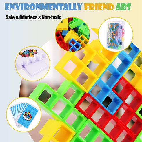 48 Pcs Tetra Tower Game, Building Balance Blocks Board Game, Team Tower Game for Kids & Adults, Family Game for 2+ Players, Board Game for Family ...