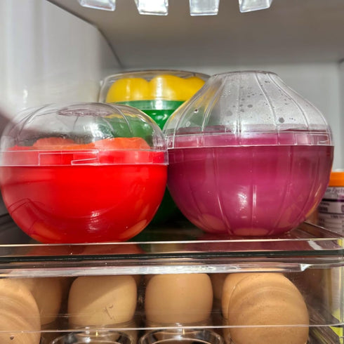 5PCS Fruit and Vegetable Shaped Savers Storage Onion Tomato Lemon Green Pepper and Garlic Containers for Fridge Vegetable Crisper Makes Food Stays...