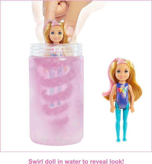 Barbie Chelsea Color Reveal Doll & Accessories, 6 Surprises Include Small Doll, Clothes & Color Change on Hair (Styles May Vary)...