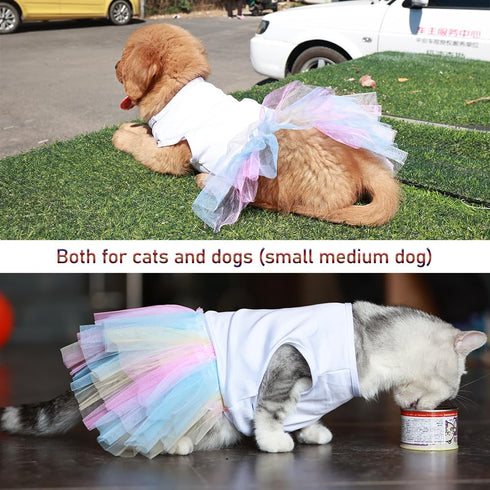 ANIAC White Dog Dress,Summer Dog Clothes for Small Dog Girl, Spring Puppy Princess Dress, Cat outfit,Pet Clothing for Cats Kitten Chihuahua Yorkie...