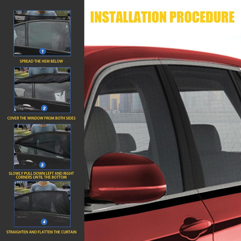 Pack-4 Car Front and Rear Side Window Sunshade, 26.3" x 27.5" + 21.2" x 31.1" Breathable Mesh Privacy Protection, Dustproof Sunproof Window Free L...
