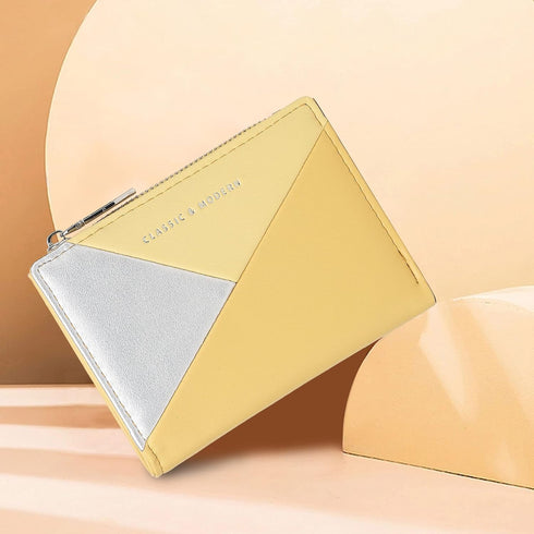 Small Wallets For Women Leather Bifold Slim Zipper Wallet Ladies Credit Card Holder Coin Purse Mini Wallet With ID Window(Yellow)...