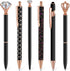 6 Pcs Ballpoint Pens Set Metal Crystal Diamond Pen for Journaling Black Ink Ballpoint Pens Liquid Sand Glitter Pen Fancy Pens Gifts for Woman Girl...