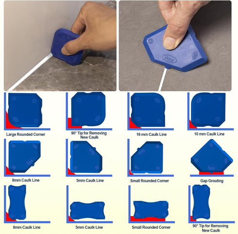Caulk Application Tool Kit Sealant Finishing Tool Set Silicone Profiling Kit 9 Pcs, Caulk Spreader Silicone Smoother Caulking Edger Tool for Tile ...