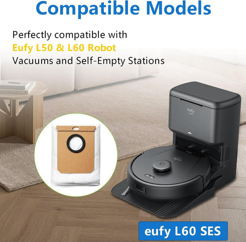 14 Pack Dust Bags Replacement for Eufy L60 / L60 Hybrid / L60 SES / L50 Series Robot Vacuums Replacement Dust Bags Vacuum Cleaner Self-Empty Stati...