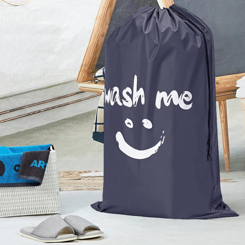 HOMEST XL Wash Me Travel Laundry Bag, Dirty Clothes Organizer, Large Enough to Hold 4 Loads of Garments, Easy Fit a Hamper or Clothing Basket, Gre...