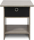 Furinno Dario End Table / Side Table / Night Stand / Bedside Table with Bin Drawer, 1-Pack, French Oak Grey/Black...