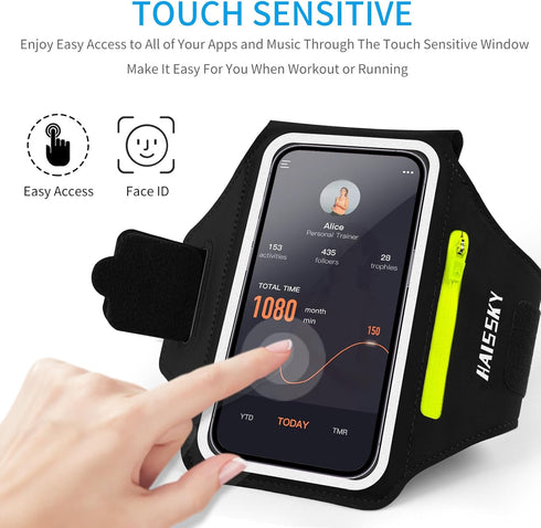 Cell Phone Running Armband with Zipper Pocket Armband Case Running Holder for iPhone 16 Pro Max/15/14 Pro Max/13/12 /11 Pro Max/XS/XR,Galaxy S20 S...