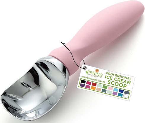 Spring Chef Ice Cream Scoop with Soft Grip Handle, Professional Heavy Duty Sturdy Scooper, Premium Kitchen Tool for Cookie Dough, Gelato, Sorbet, ...