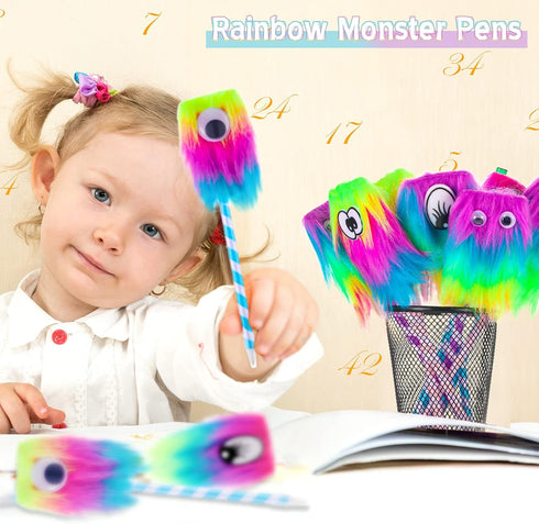 Yexiya 28 Pieces Rainbow Pens Fun Pens for Kids Fluffy Pen Novelty Pens Girls Boys for Party Favors School Office Birthday Carnival Party Favor Su...